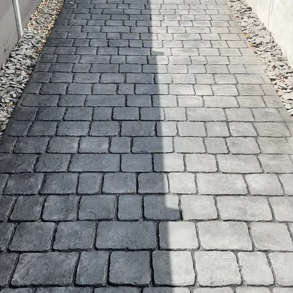 grey-cobble-stamped-concrete-side-path